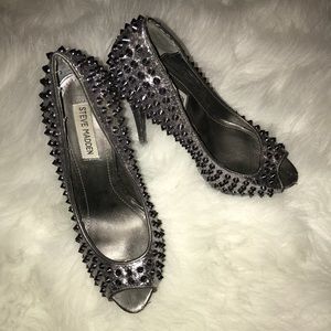 Steve Madden Spiked Silver Heels